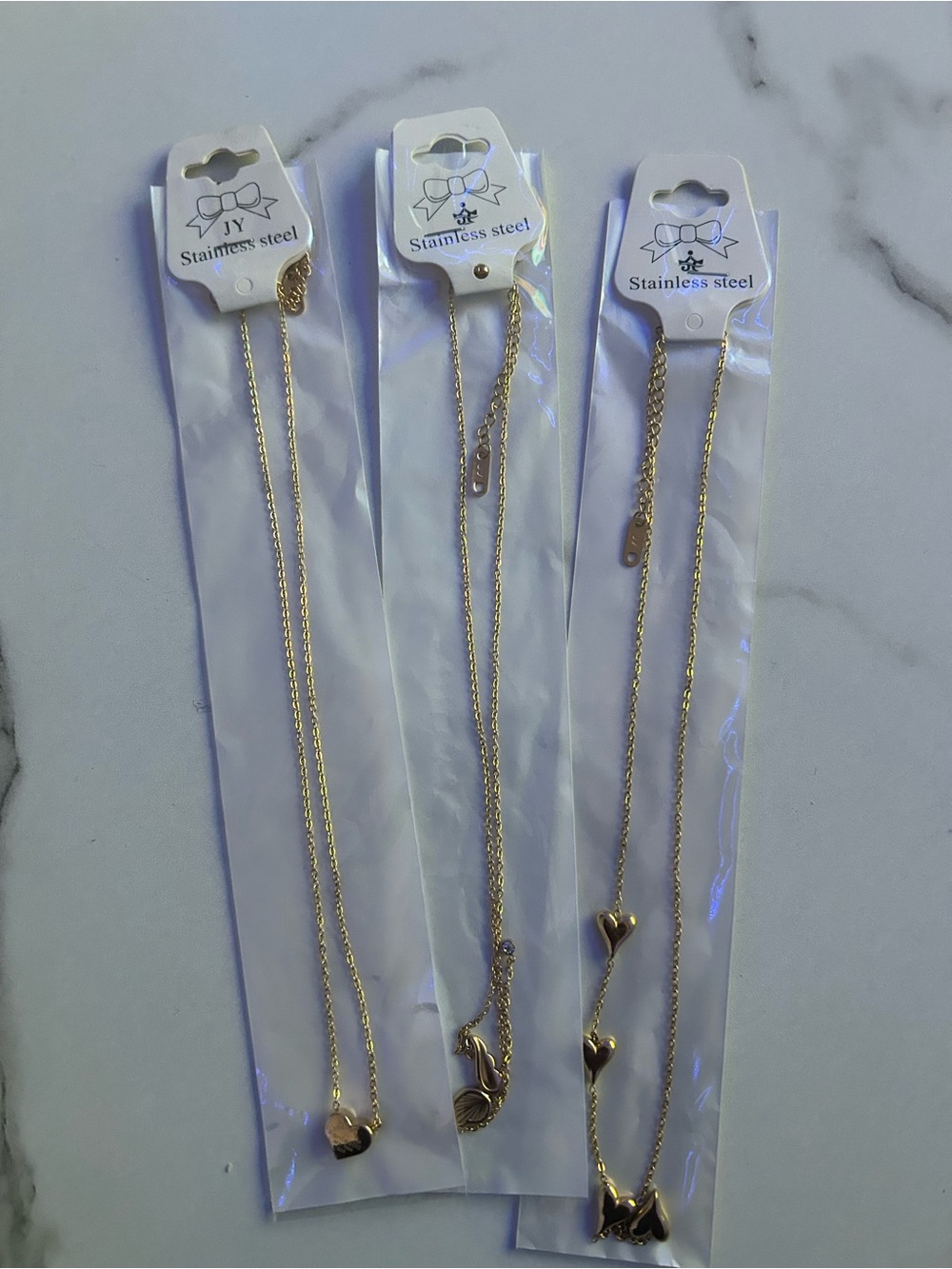 & Other Stories Gold Heart Pendant Necklace Trio - Gold